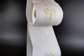 Toilet paper hanger with dragonfly embroidery